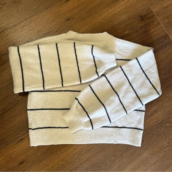 Women’s Striped Sweater. White/cream with black stripe. Like New - Picture 4 of 9
